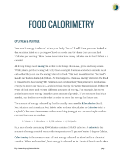 food calorimetry