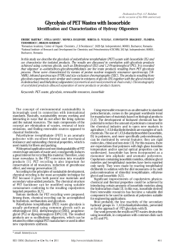 Glycolysis of PET Wastes with Isosorbide Identification and