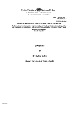 Discussion paper by Dr. Carlyle Corbin, Expert