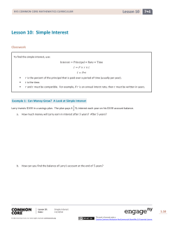 Lesson 10: Simple Interest