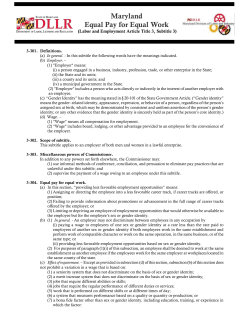 Equal Pay for Equal Work - Maryland Department of Labor