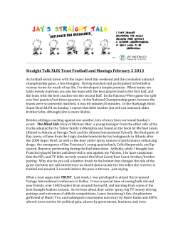 Straight Talk XLIX Trust Football and Musings