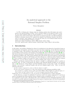 An analytical approach to the Rational Simplex Problem