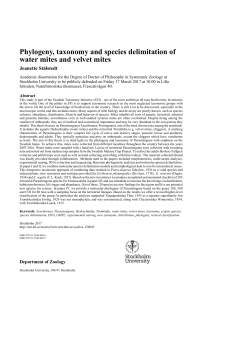 Phylogeny, taxonomy and species delimitation of water