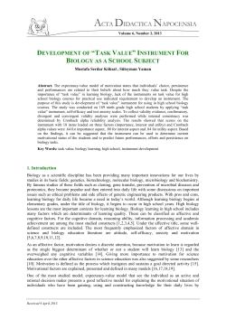 Development of &ldquo;Task Value&rdquo; Instrument For Biology as