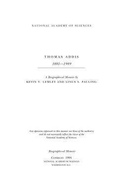 Thomas Addis - National Academy of Sciences