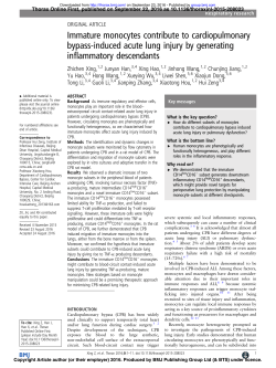Immature monocytes contribute to cardiopulmonary bypass
