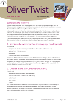 Background to the novel 1. Mrs Sowerberry (comprehension
