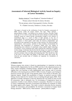 Assessment of Selected Biological Activity based on Inquiry