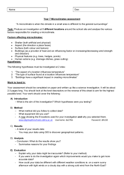 Year 7 Microclimates assessment “A microclimate