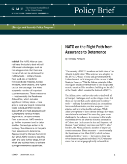 NATO on the Right Path from Assurance to Deterrence