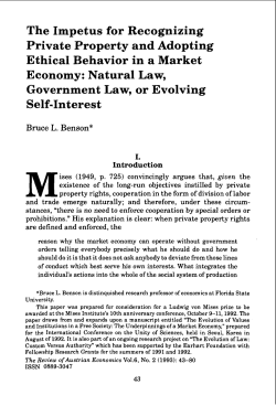 The Impetus for Recognizing Private Property and Adopting Ethical