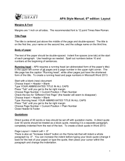 APA Style Manual, 6th edition: Layout