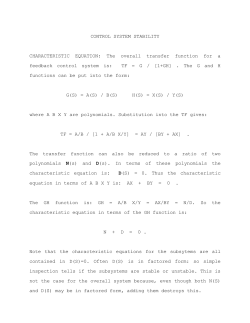 CONTROL SYSTEM STABILITY CHARACTERISTIC EQUATION