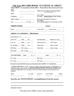 35th Year RECORD BOOK STATISTICAL SHEET
