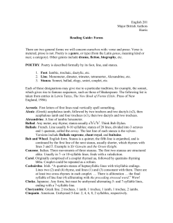 English 201 Major British Authors Harris Reading Guide: Forms