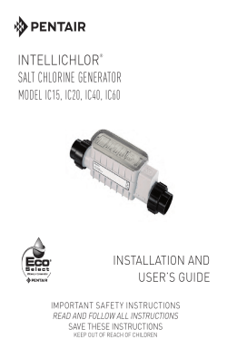 intellichlor&reg; salt chlorine generator - Pentair