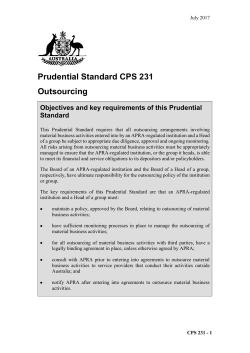 Prudential Standard CPS 231 Outsourcing