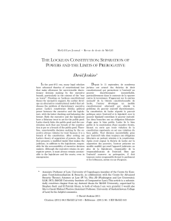 The Lockean Constitution: Separation of Powers and the Limits of
