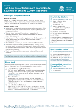 Half-hour live entertainment exemption to 1.30am lcok out and 3.00