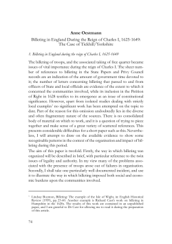 Billeting in England During the Reign of Charles I, 1625