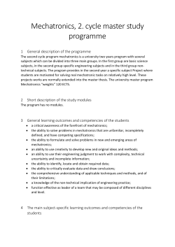 Mechatronics, 2. cycle master study programme