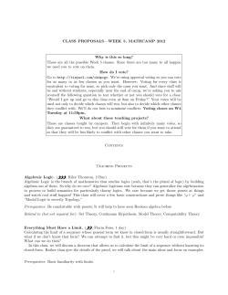 CLASS PROPOSALS&mdash;WEEK 5, MATHCAMP 2012 Why is this so