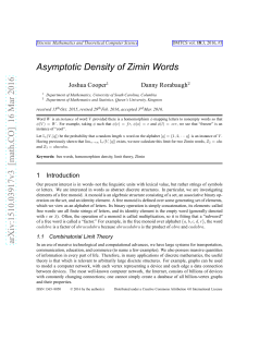 Asymptotic Density of Zimin Words
