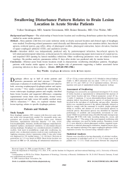 Swallowing Disturbance Pattern Relates to Brain Lesion
