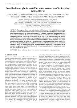 Contribution of glacier runoff to water resources of La Paz city
