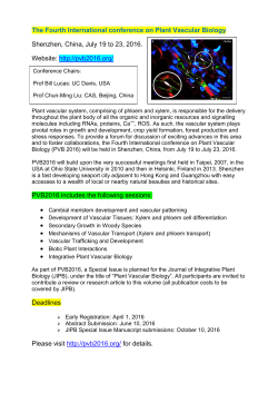The Fourth International conference on Plant Vascular Biology