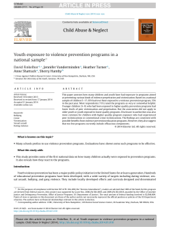 Youth exposure to violence prevention programs in a national sample