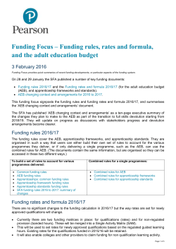 Funding Focus &ndash; Funding rules, rates and formula, and
