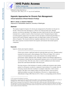 Hypnotic Approaches for Chronic Pain Management