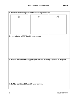 Unit 1 Factors and Multiples 4.OA.4 1. Find all the factor pairs for the