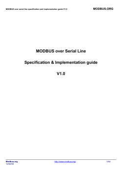 Specification and Implementation Guide for MODBUS over serial line