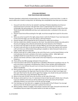 Push Truck Rules and Guidelines