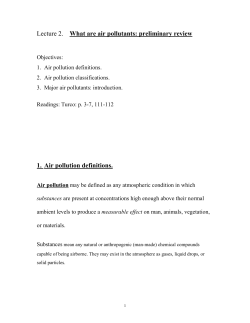 Lecture 2. What are air pollutants: preliminary review 1. Air pollution