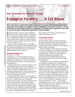 Ecological Forestry . . . A Cut Above