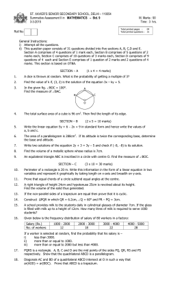 110054 Summative Assessment II in MATHEMATICS &ndash; Std. 9 M. Marks