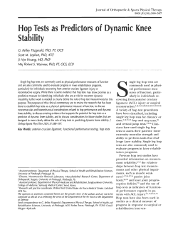 Hop Tests as Predictors of Dynamic Knee Stability