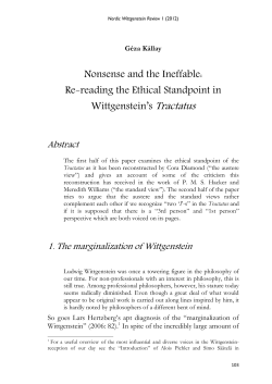 Nonsense and the Ineffable: Re-reading the Ethical Standpoint in
