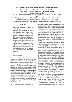 Adapting a synonym database to specific domains