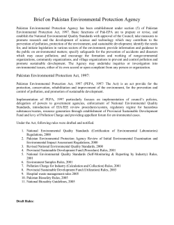 Brief on Pakistan Environmental Protection Agency