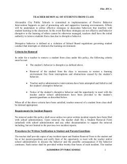 Teacher Removal of Students from Class