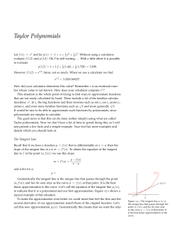 Taylor Polynomial Class Handout