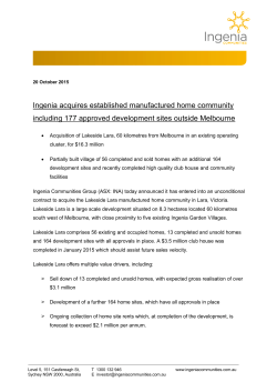 20 Oct 2015 - Ingenia Communities