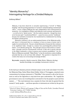 Identity Monarchy - Southeast Asian Studies