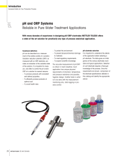 pH and ORP Systems Reliable in Pure Water Treatment Applications