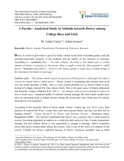 A Psycho - Analytical Study of Attitude towards Dowry among